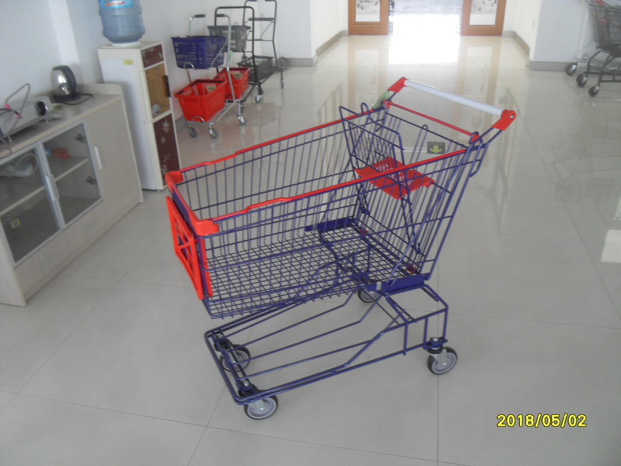 Supermarket 150L Wire Shopping Carts With 4 Flat Casters 1010x580x1016mm