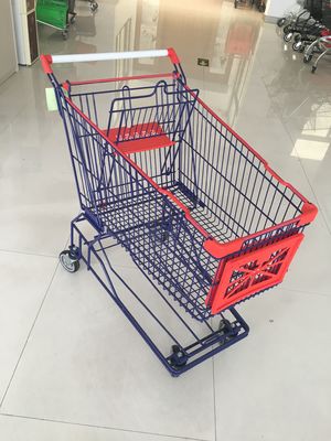 150 L 4 parti di plastica placcate e rosse dello zinco del carrello di acquisto del supermercato della ruota