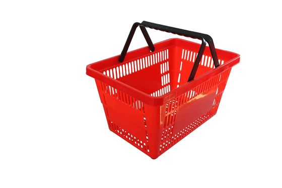 Porcellana Cestini della spesa rossi/tenuti in mano del cestino della spesa di plastica al minuto del supermercato fabbrica