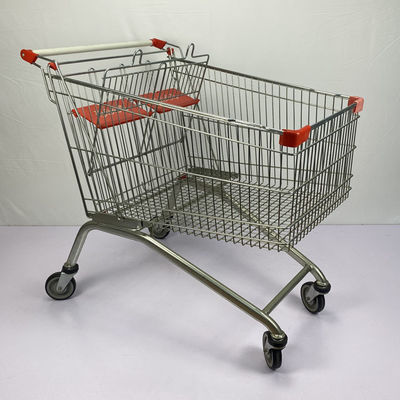 comprare carrello europeo Carry Large Capacity Metal Cart del supermercato di stile 275L con i doppi sedili pieghevoli del bambino online manufacture