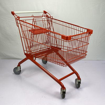 comprare Carretto europeo rosso del carrello di acquisto del metallo dello spruzzo 180L con le ruote bianche della maniglia TPR online manufacture