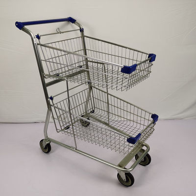 comprare Carrello rivestito del supermercato della polvere dello zinco del carrello del cestino della spesa di doppio strato online manufacture