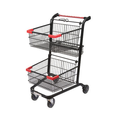 comprare Carrello di compera leggero della drogheria del carretto del carrello del supermercato dei canestri di doppio strato online manufacture