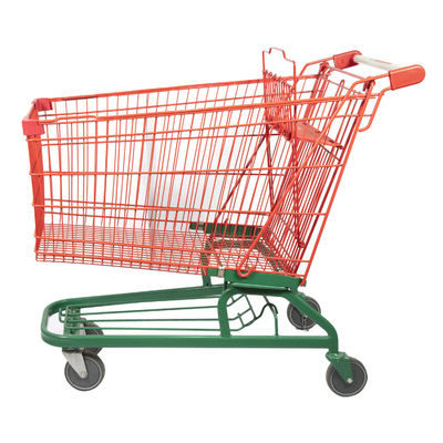 comprare Carrello di acquisto del cavo di Mesh Basket Trolley Grocery Cart Red Green del metallo con la struttura inferiore online manufacture