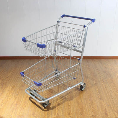 comprare Galvanizzare due strati di carrello da shopping con stampa di logo Metal carrello da shopping online manufacture
